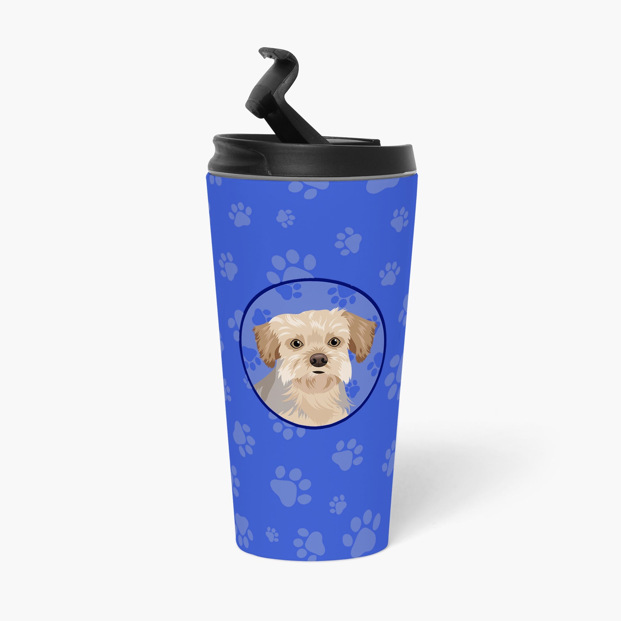 Yorkie Blue and Tan #1 16 oz Stainless Steel Tumbler with Lid