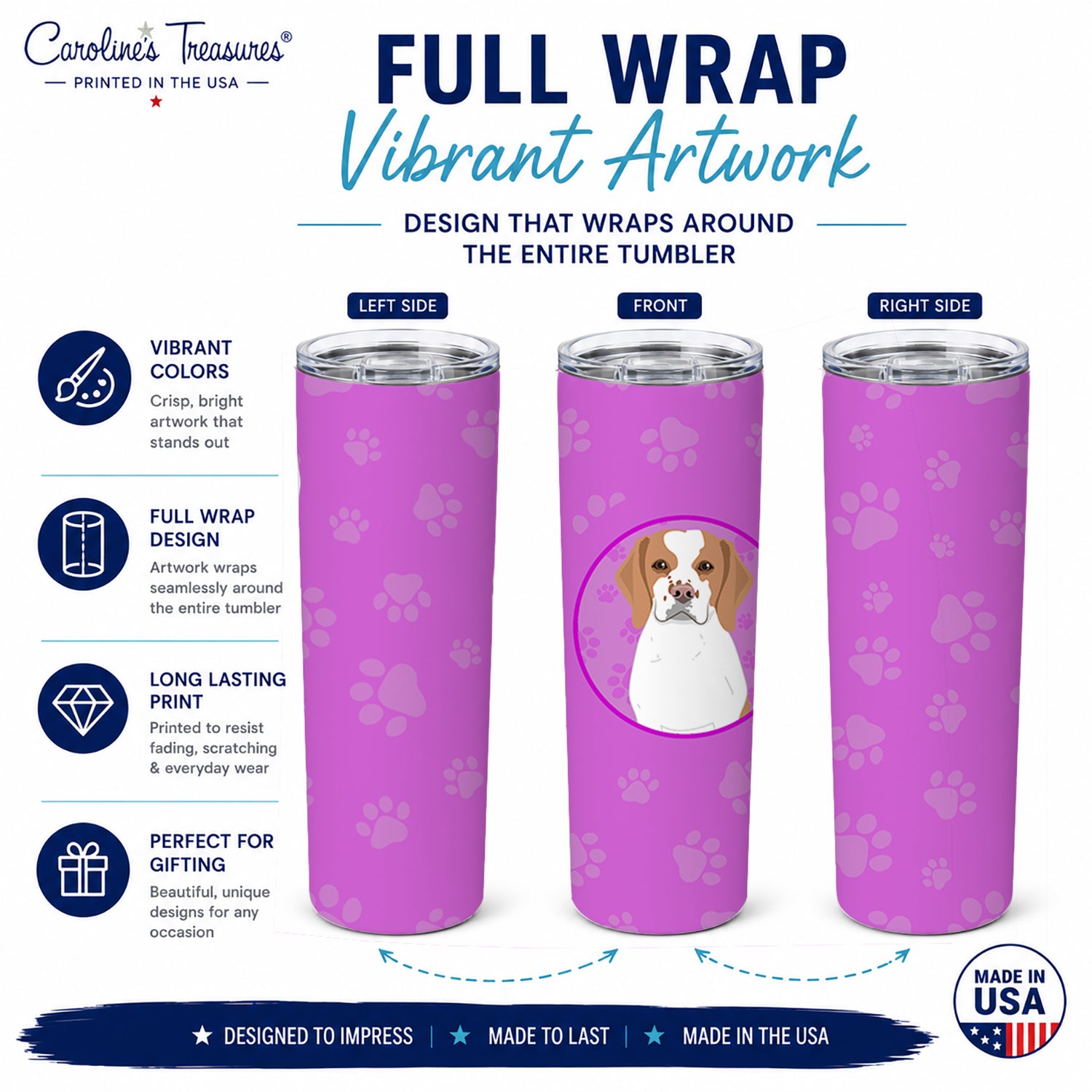 Beagle Red and White Red Ticked #1 Stainless Steel Skinny Tumbler 20 oz Vacuum Double Walled Reusable Insulated Travel Cup
