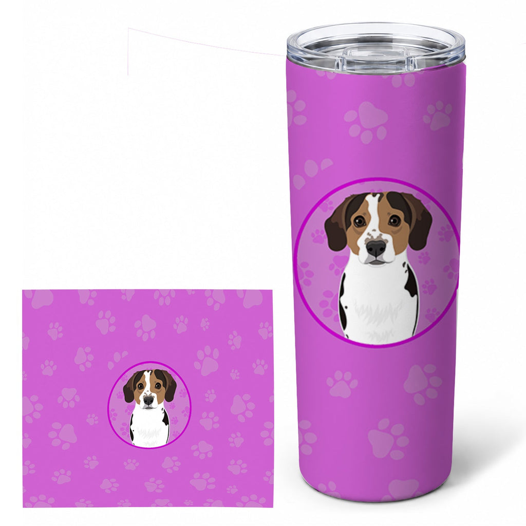 Beagle Tricolor Ticked Stainless Steel Skinny Tumbler 20 oz Vacuum Double Walled Reusable Insulated Travel Cup