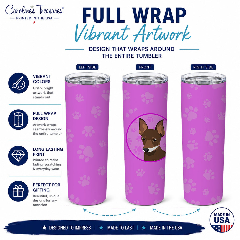 Chihuahua Chocolate and White #2 Stainless Steel Skinny Tumbler 20 oz Vacuum Double Walled Reusable Insulated Travel Cup