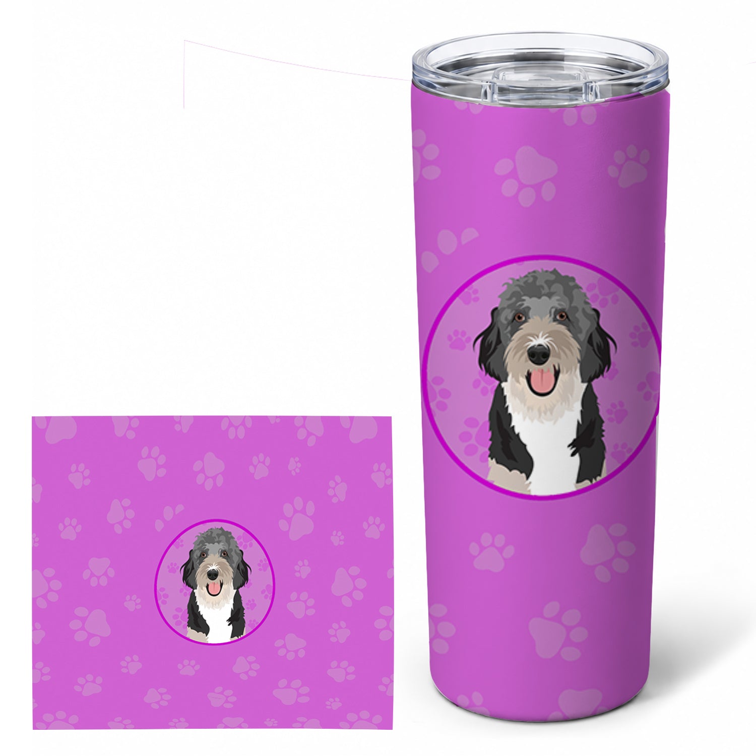 Doodle Black Tricolor #1 Stainless Steel Skinny Tumbler 20 oz Vacuum Double Walled Reusable Insulated Travel Cup