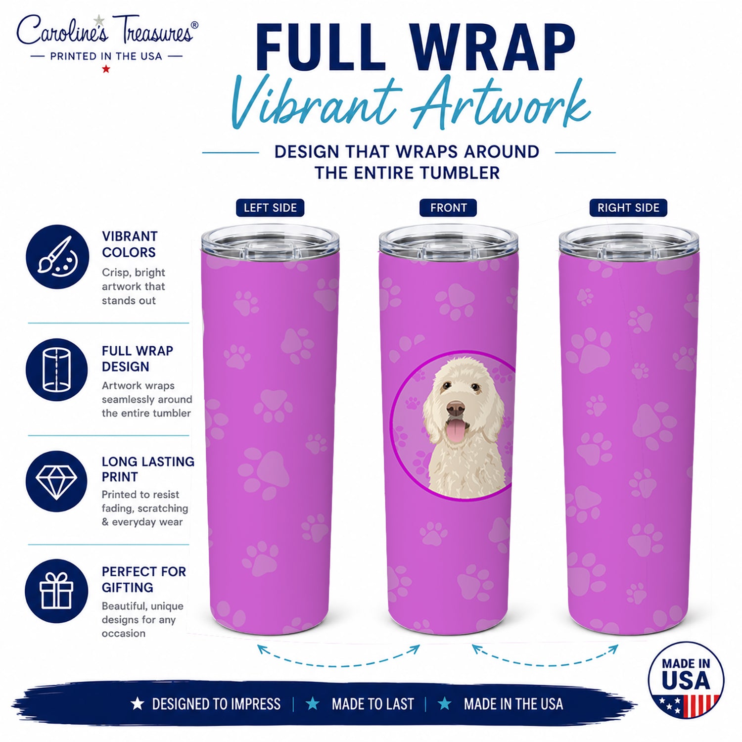 Doodle Cream #5 Stainless Steel Skinny Tumbler 20 oz Vacuum Double Walled Reusable Insulated Travel Cup