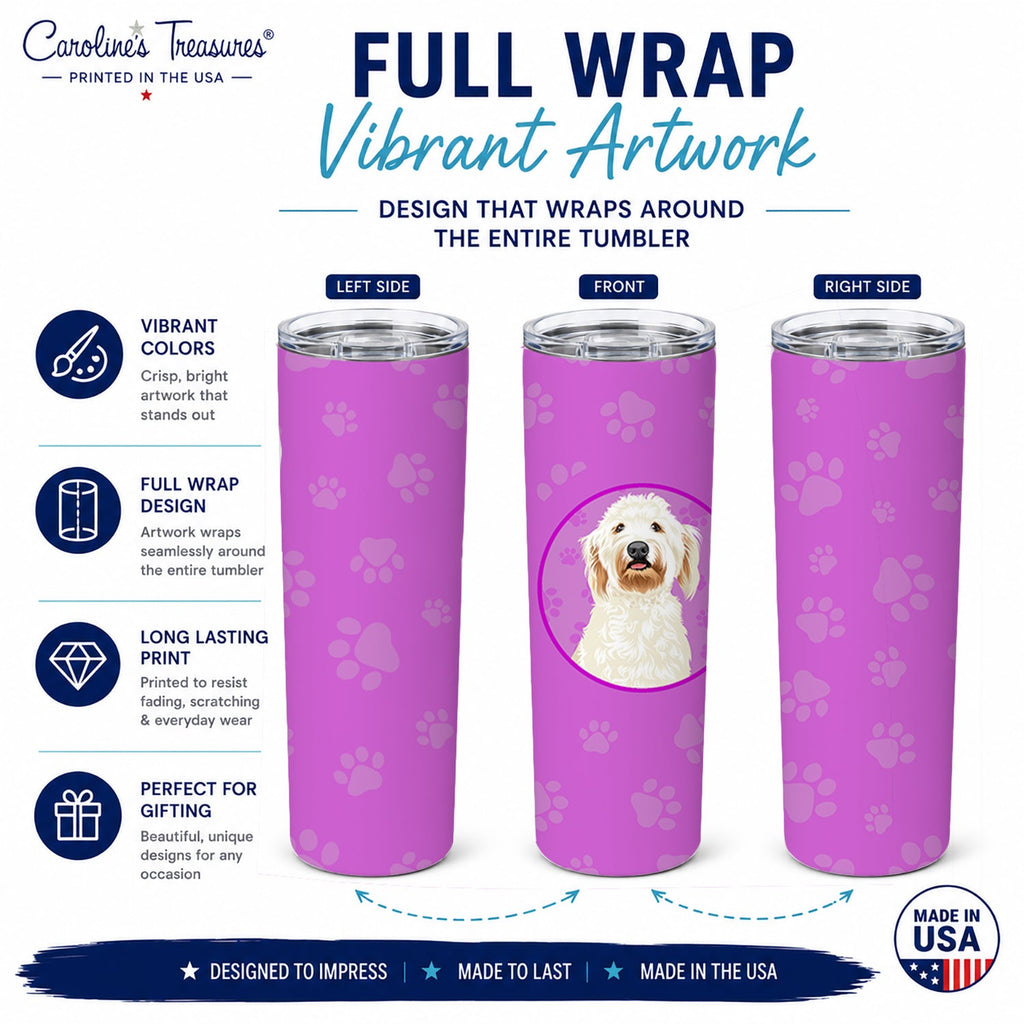 Doodle Cream #6 Stainless Steel Skinny Tumbler 20 oz Vacuum Double Walled Reusable Insulated Travel Cup
