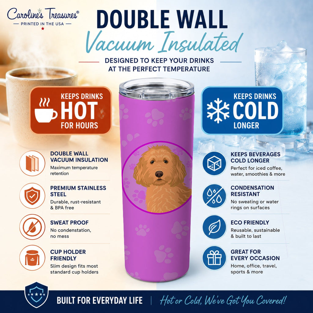 Doodle Red #1 Stainless Steel Skinny Tumbler 20 oz Vacuum Double Walled Reusable Insulated Travel Cup