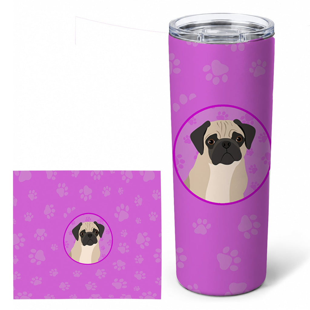 Pug Fawn #3 Stainless Steel Skinny Tumbler 20 oz Vacuum Double Walled Reusable Insulated Travel Cup