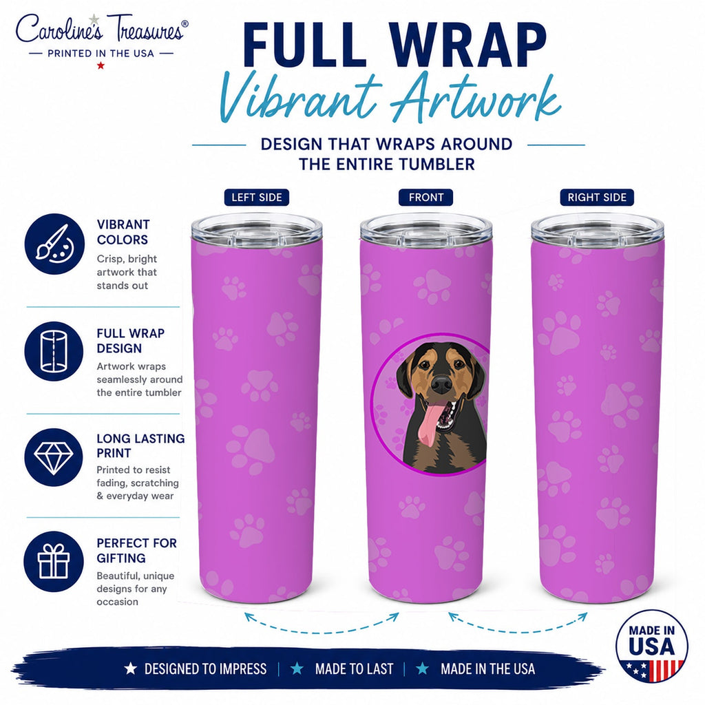 Rottweiler Black and Tan #4 Stainless Steel Skinny Tumbler 20 oz Vacuum Double Walled Reusable Insulated Travel Cup