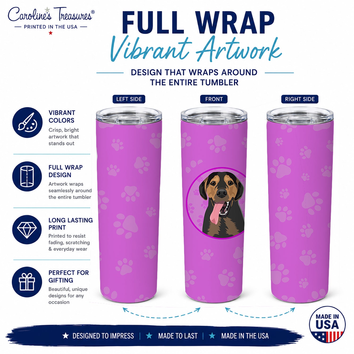 Rottweiler Black and Tan #4 Stainless Steel Skinny Tumbler 20 oz Vacuum Double Walled Reusable Insulated Travel Cup