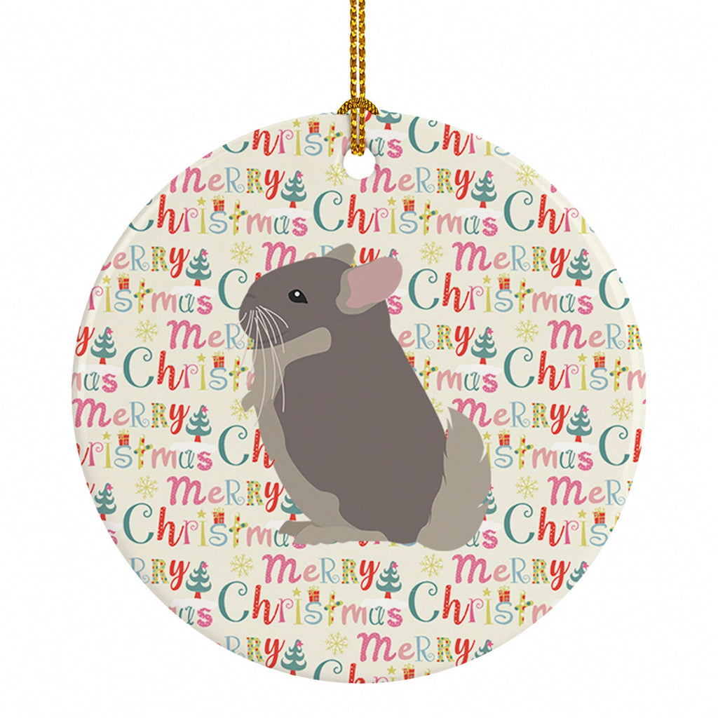 Beige Wellman Chinchilla Christmas Ceramic Ornament Christmas Tree Hanging Decorations for Home Christmas Holiday, Party, Gift, 3 in, Multicolor