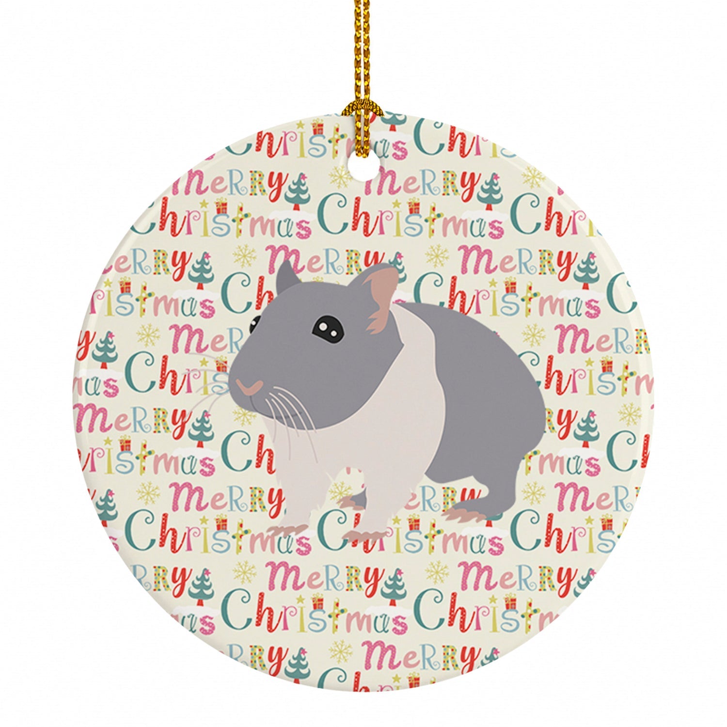 South African Hamster Christmas Ceramic Ornament Christmas Tree Hanging Decorations for Home Christmas Holiday, Party, Gift, 3 in, Multicolor