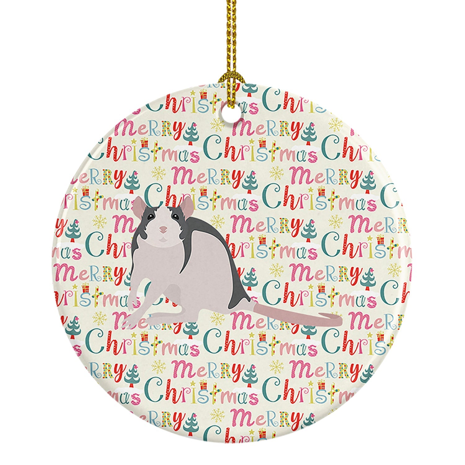 Husky Rat Christmas Ceramic Ornament Christmas Tree Hanging Decorations for Home Christmas Holiday, Party, Gift, 3 in, Multicolor