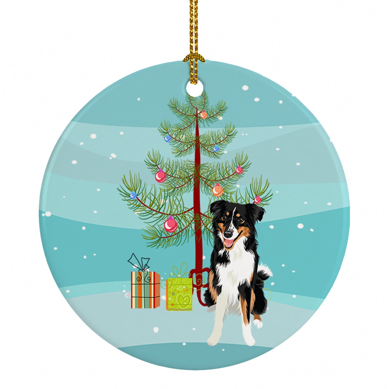 Australian Shepherd Black Tricolor #3 Christmas Ceramic Ornament Christmas Tree Hanging Decorations for Home Christmas Holiday, Party, Gift, 3 in, Multicolor