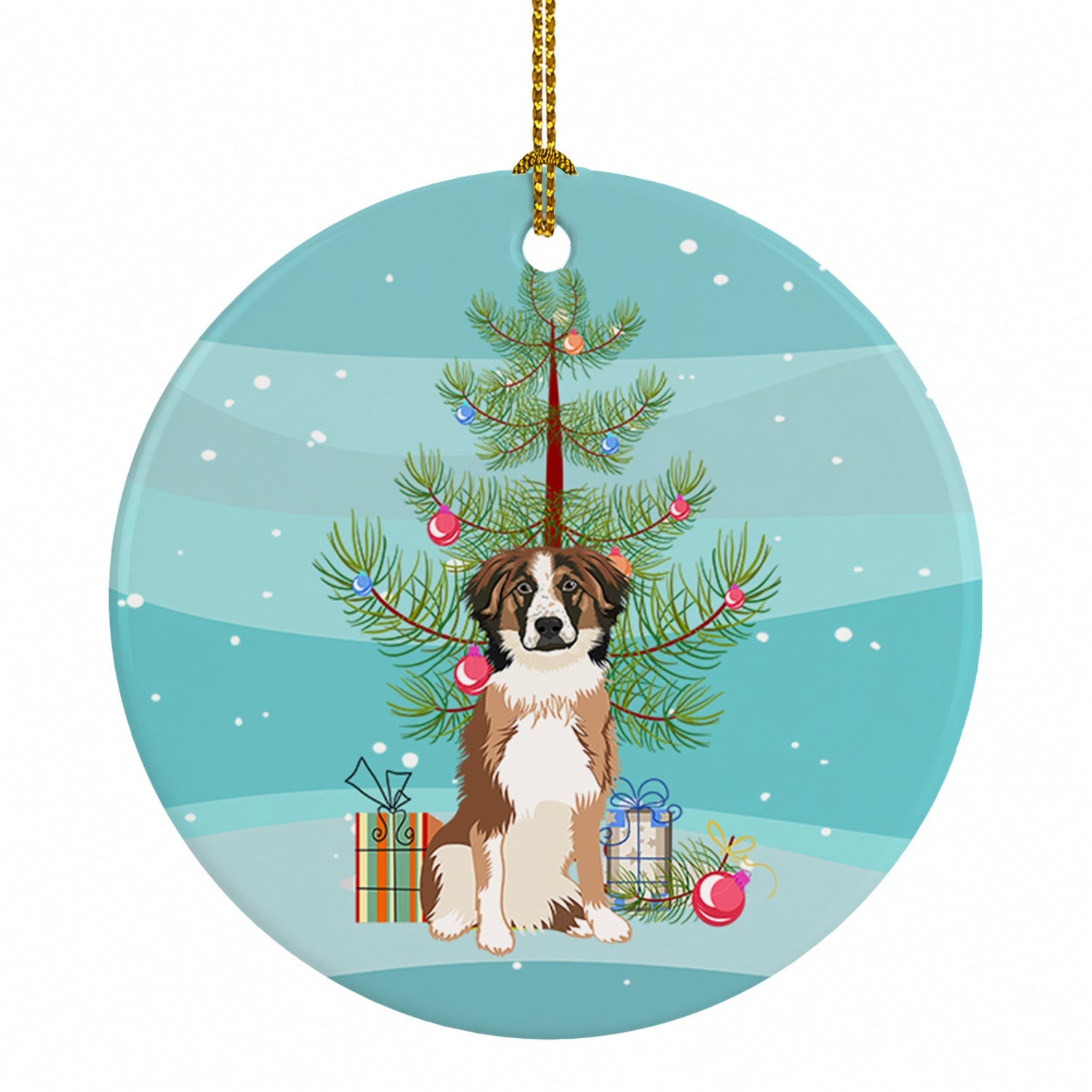 Australian Shepherd Red Tricolor #1 Christmas Ceramic Ornament Christmas Tree Hanging Decorations for Home Christmas Holiday, Party, Gift, 3 in, Multicolor