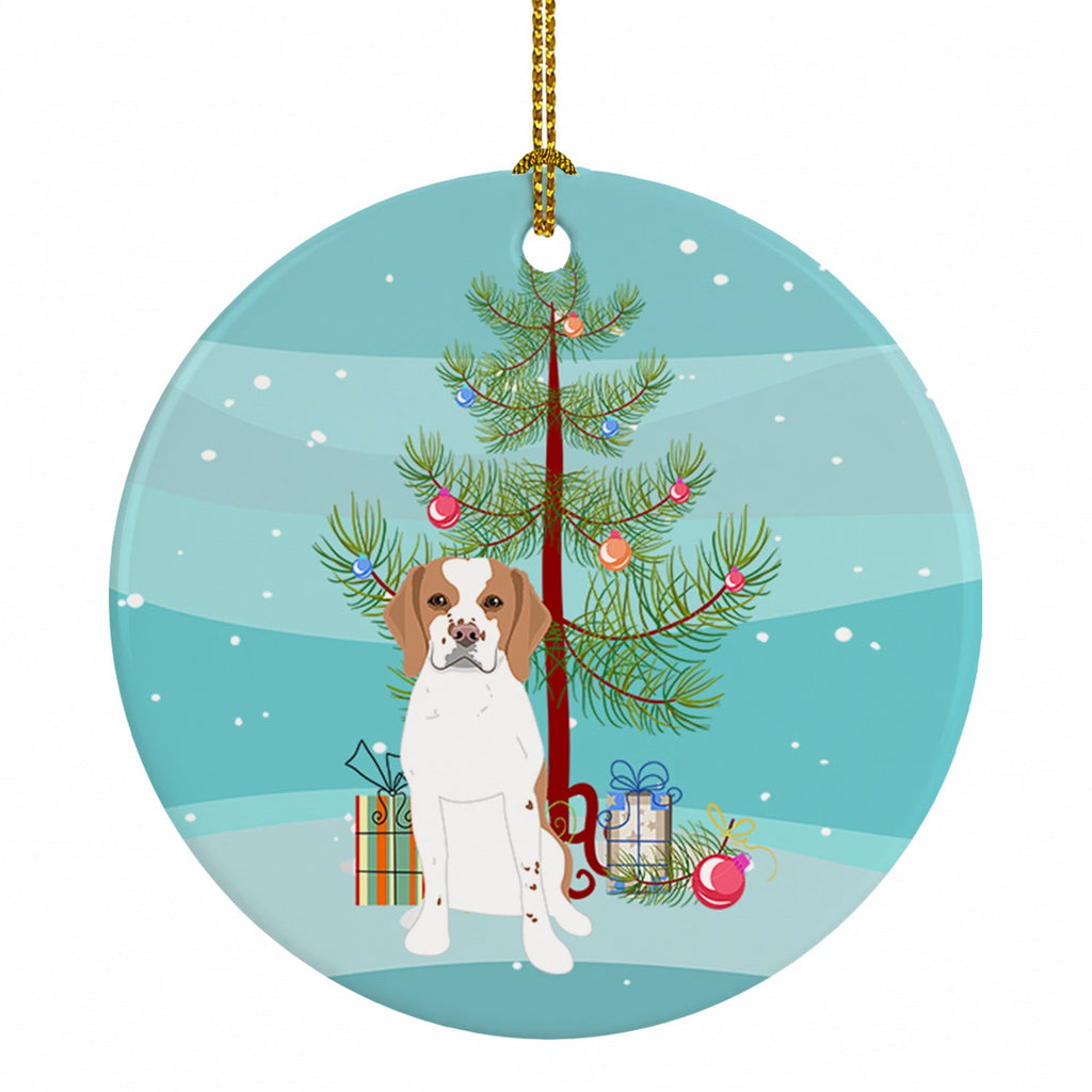 Beagle Red and White Red Ticked #1 Christmas Ceramic Ornament Christmas Tree Hanging Decorations for Home Christmas Holiday, Party, Gift, 3 in, Multicolor