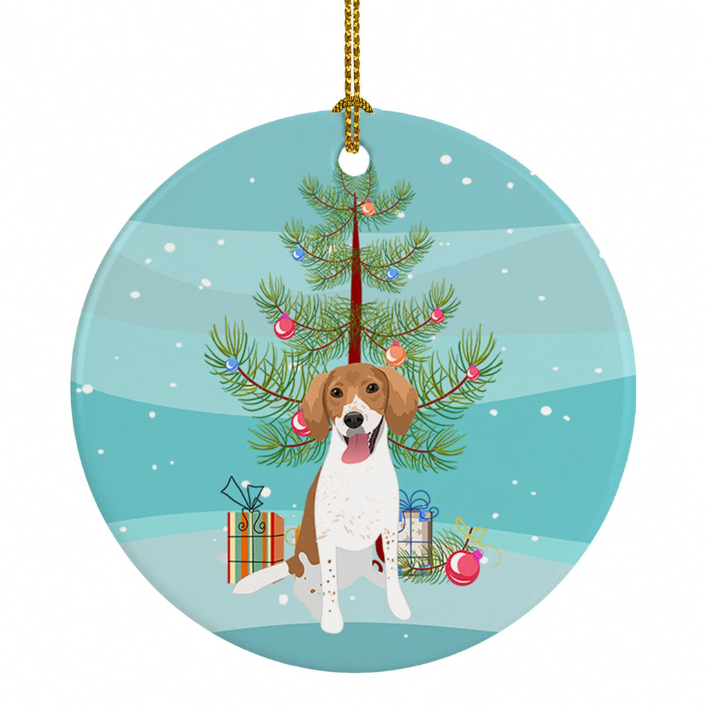 Beagle Red and White Red Ticked #2 Christmas Ceramic Ornament Christmas Tree Hanging Decorations for Home Christmas Holiday, Party, Gift, 3 in, Multicolor