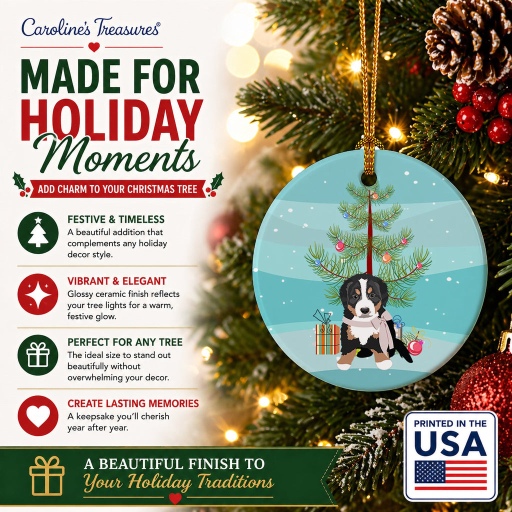 Bernese Mountain Dog Puppy #1 Christmas Ceramic Ornament Christmas Tree Hanging Decorations for Home Christmas Holiday, Party, Gift, 3 in, Multicolor