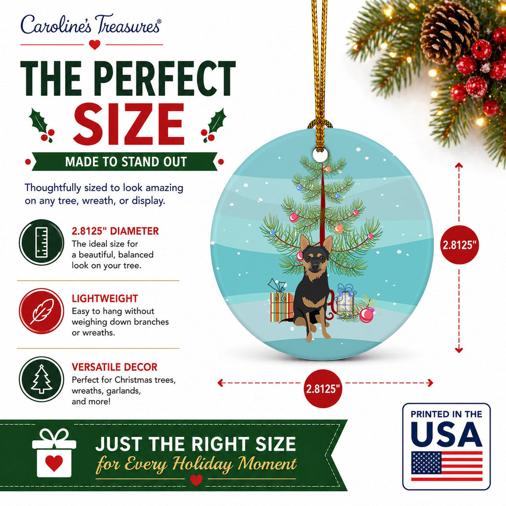 Chihuahua Black and Tan #1 Christmas Ceramic Ornament Christmas Tree Hanging Decorations for Home Christmas Holiday, Party, Gift, 3 in, Multicolor