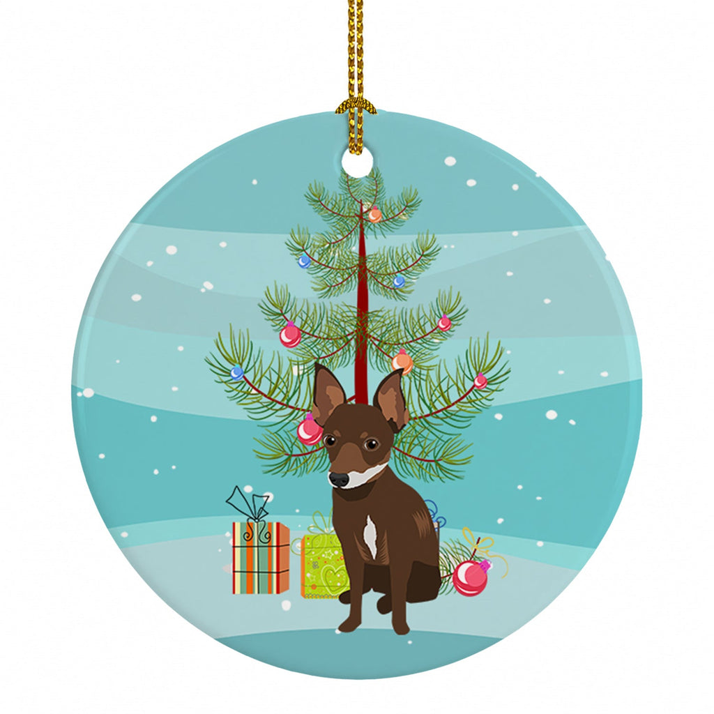 Chihuahua Chocolate and White #2 Christmas Ceramic Ornament Christmas Tree Hanging Decorations for Home Christmas Holiday, Party, Gift, 3 in, Multicolor