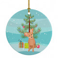 Chihuahua Fawn Christmas Ceramic Ornament Christmas Tree Hanging Decorations for Home Christmas Holiday, Party, Gift, 3 in, Multicolor