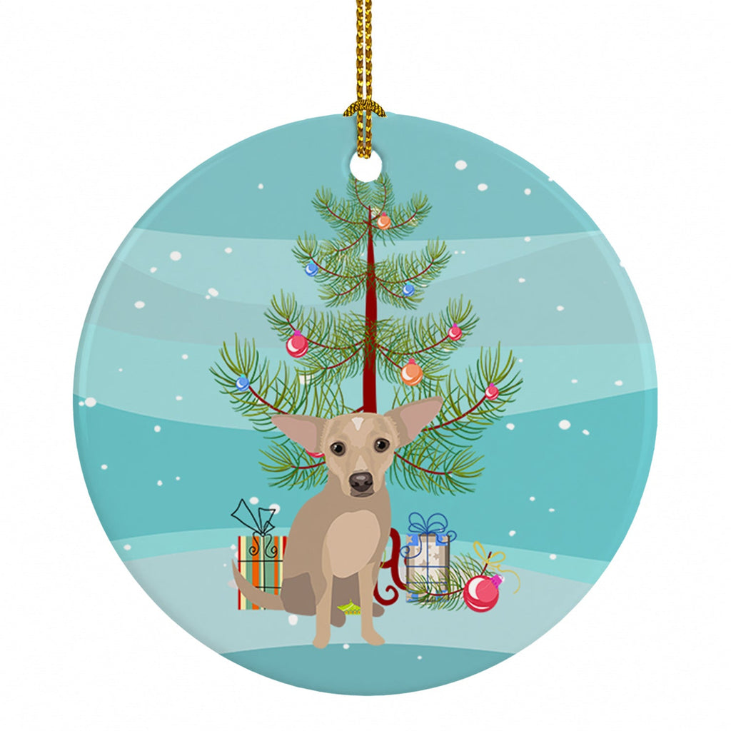 Chihuahua Silver Christmas Ceramic Ornament Christmas Tree Hanging Decorations for Home Christmas Holiday, Party, Gift, 3 in, Multicolor