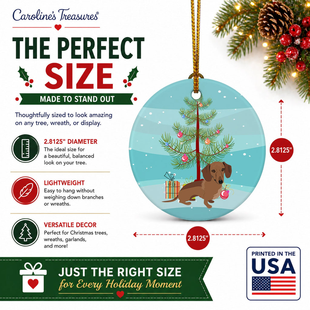 Dachshund Chocolate Christmas Ceramic Ornament Christmas Tree Hanging Decorations for Home Christmas Holiday, Party, Gift, 3 in, Multicolor