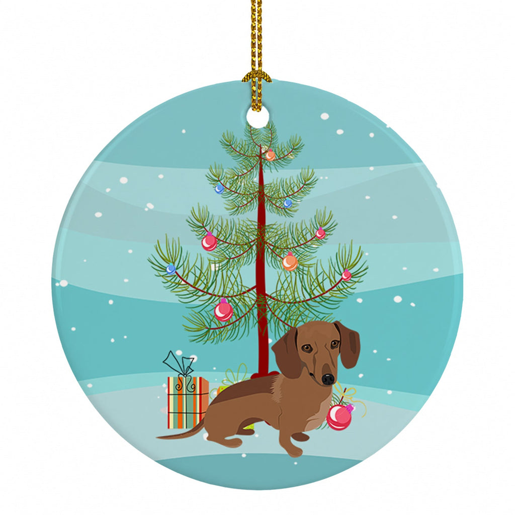Dachshund Chocolate Christmas Ceramic Ornament Christmas Tree Hanging Decorations for Home Christmas Holiday, Party, Gift, 3 in, Multicolor