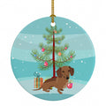 Dachshund Chocolate Christmas Ceramic Ornament Christmas Tree Hanging Decorations for Home Christmas Holiday, Party, Gift, 3 in, Multicolor