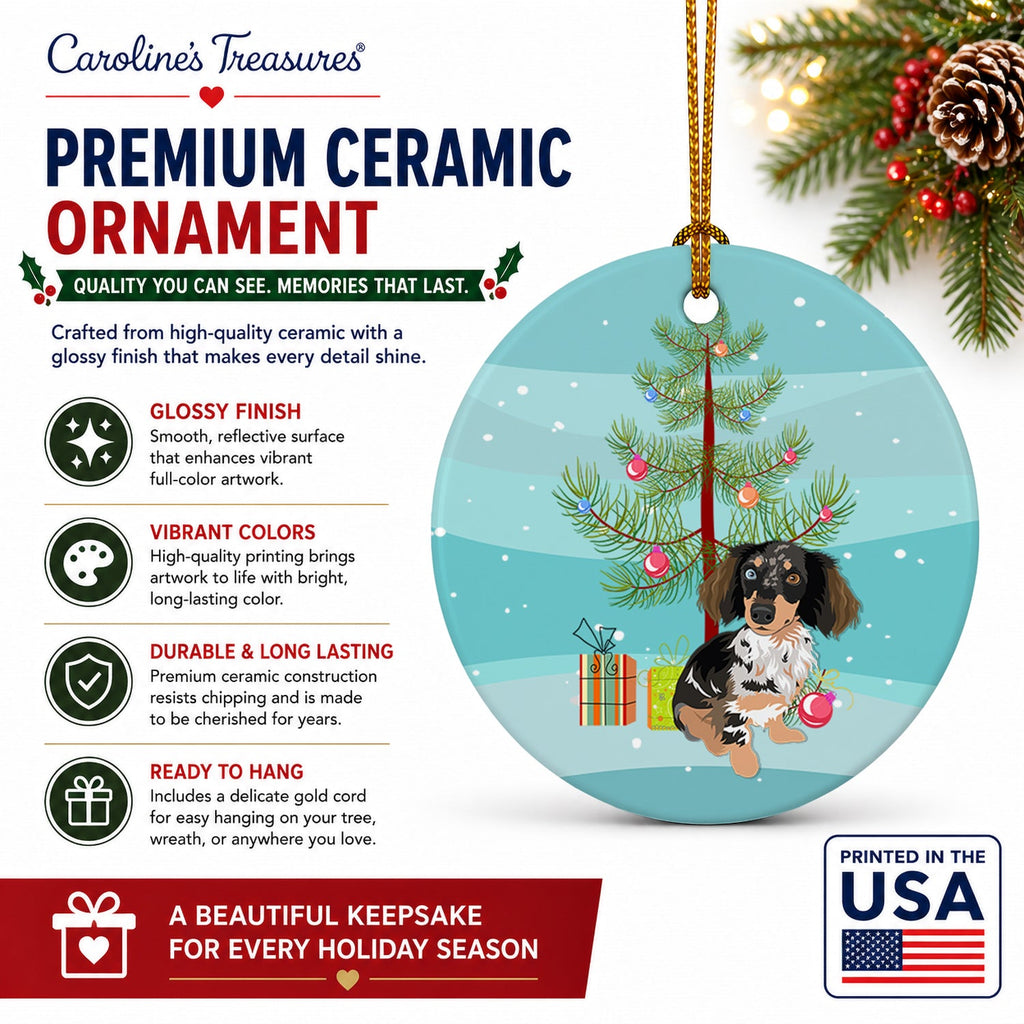 Dachshund Dapple #1 Christmas Ceramic Ornament Christmas Tree Hanging Decorations for Home Christmas Holiday, Party, Gift, 3 in, Multicolor