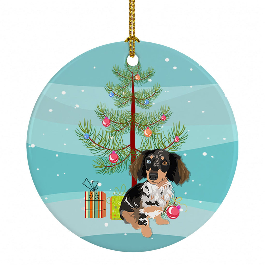 Dachshund Dapple #1 Christmas Ceramic Ornament Christmas Tree Hanging Decorations for Home Christmas Holiday, Party, Gift, 3 in, Multicolor
