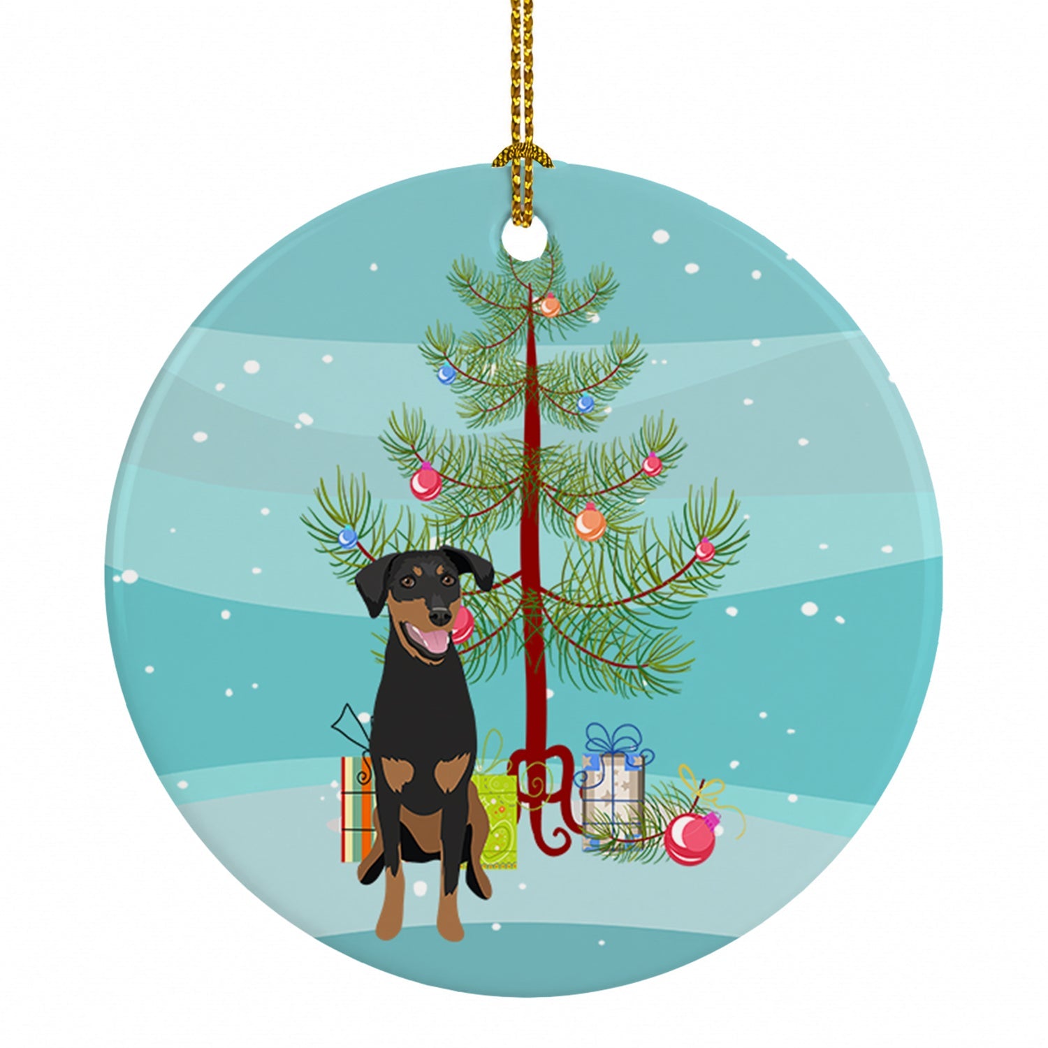 Doberman Pinscher Black and Rust Natural Ears #1 Christmas Ceramic Ornament Christmas Tree Hanging Decorations for Home Christmas Holiday, Party, Gift, 3 in, Multicolor