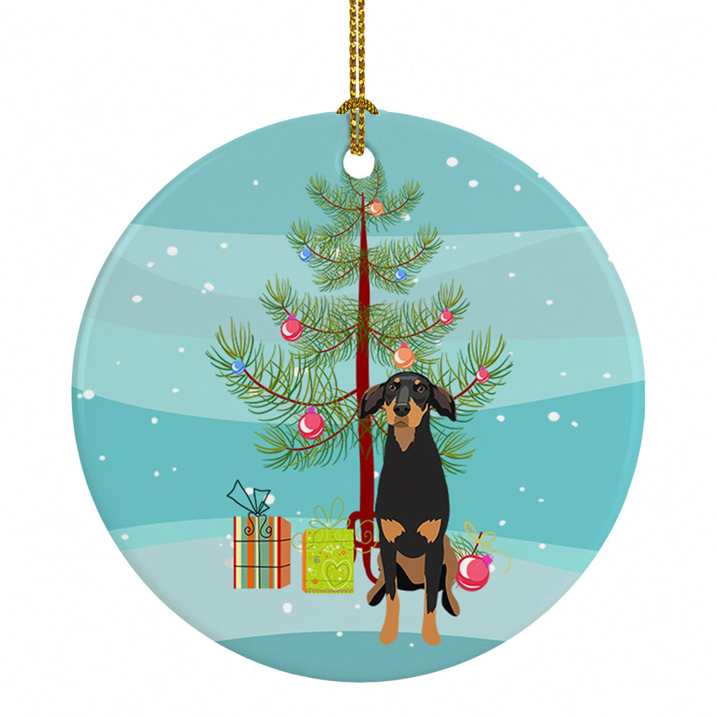 Doberman Pinscher Black and Rust Natural Ears #2 Christmas Ceramic Ornament Christmas Tree Hanging Decorations for Home Christmas Holiday, Party, Gift, 3 in, Multicolor