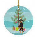 Doberman Pinscher Black and Rust Natural Ears #2 Christmas Ceramic Ornament Christmas Tree Hanging Decorations for Home Christmas Holiday, Party, Gift, 3 in, Multicolor