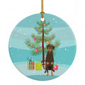 Doberman Pinscher Red and Rust Natural Ears #2 Christmas Ceramic Ornament Christmas Tree Hanging Decorations for Home Christmas Holiday, Party, Gift, 3 in, Multicolor
