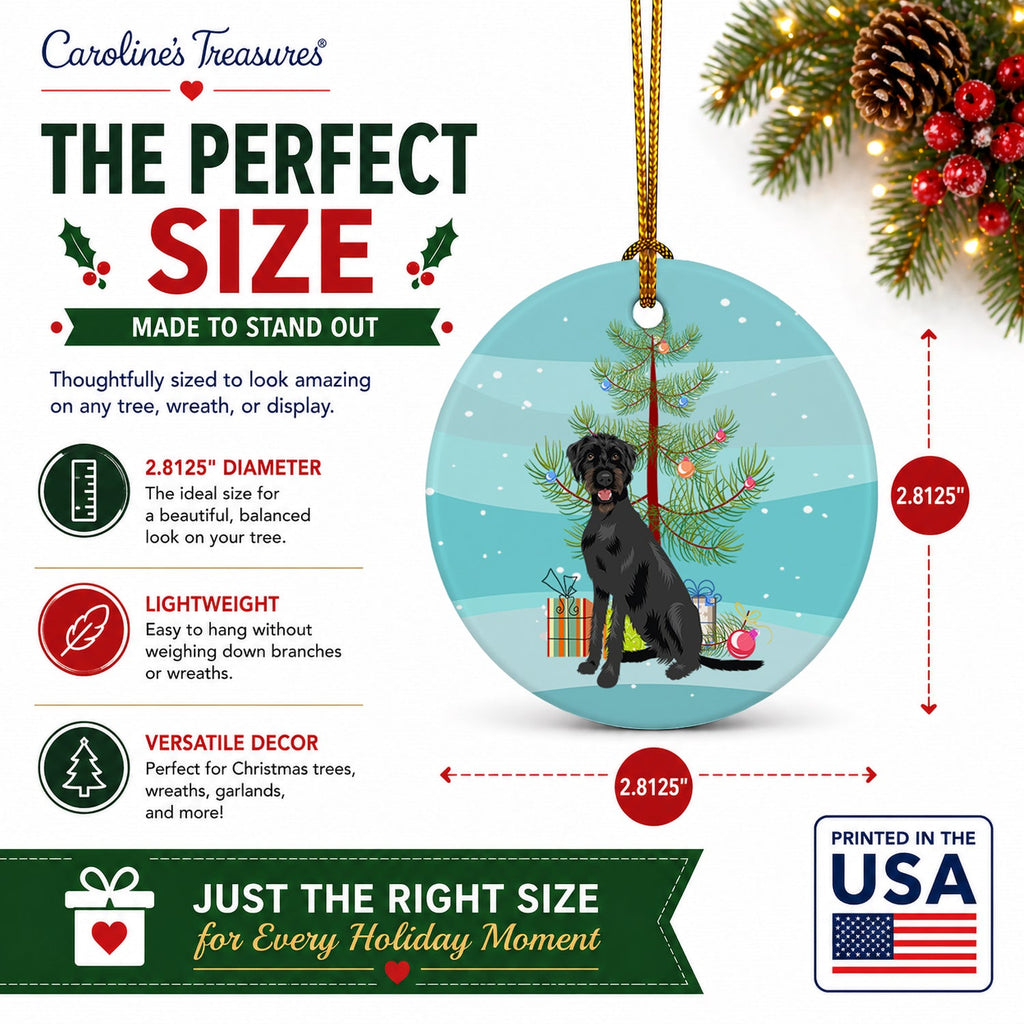 Doodle Black and Tan Christmas Ceramic Ornament Christmas Tree Hanging Decorations for Home Christmas Holiday, Party, Gift, 3 in, Multicolor