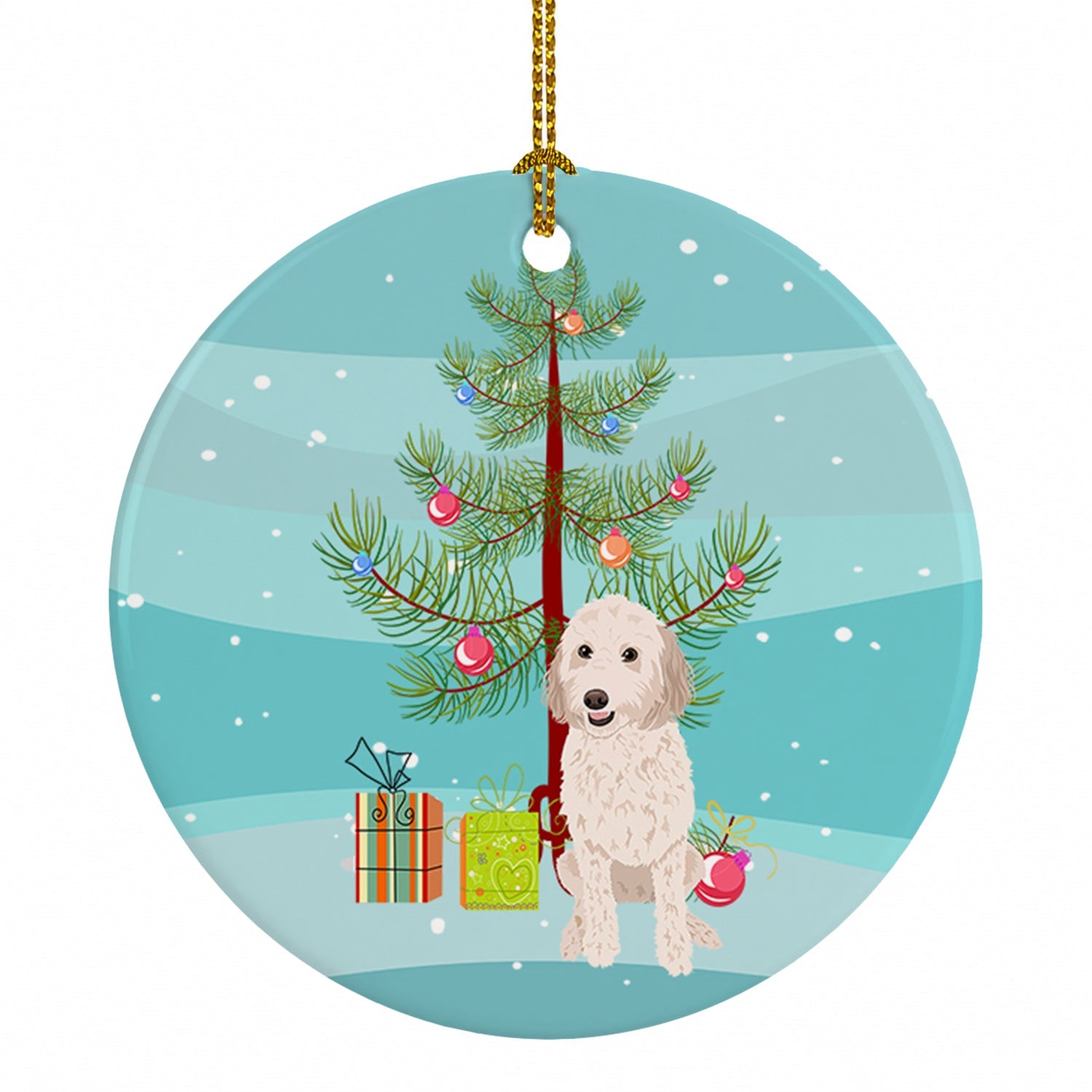 Doodle Cream #3 Christmas Ceramic Ornament Christmas Tree Hanging Decorations for Home Christmas Holiday, Party, Gift, 3 in, Multicolor
