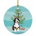 Doodle Silver and White #1 Christmas Ceramic Ornament Christmas Tree Hanging Decorations for Home Christmas Holiday, Party, Gift, 3 in, Multicolor