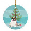 English Bulldog Tricolor #1 Christmas Ceramic Ornament Christmas Tree Hanging Decorations for Home Christmas Holiday, Party, Gift, 3 in, Multicolor