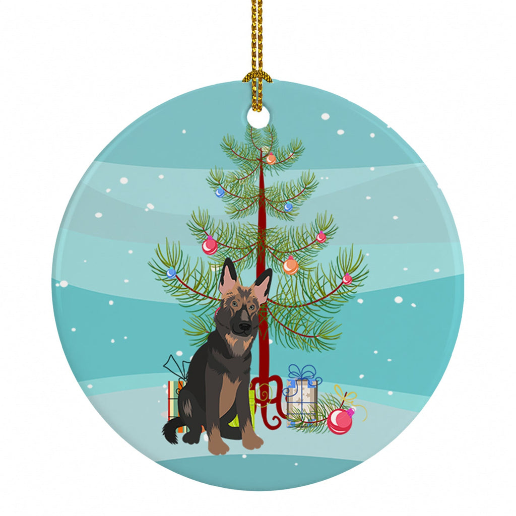 German Shepherd Puppy Christmas Ceramic Ornament Christmas Tree Hanging Decorations for Home Christmas Holiday, Party, Gift, 3 in, Multicolor