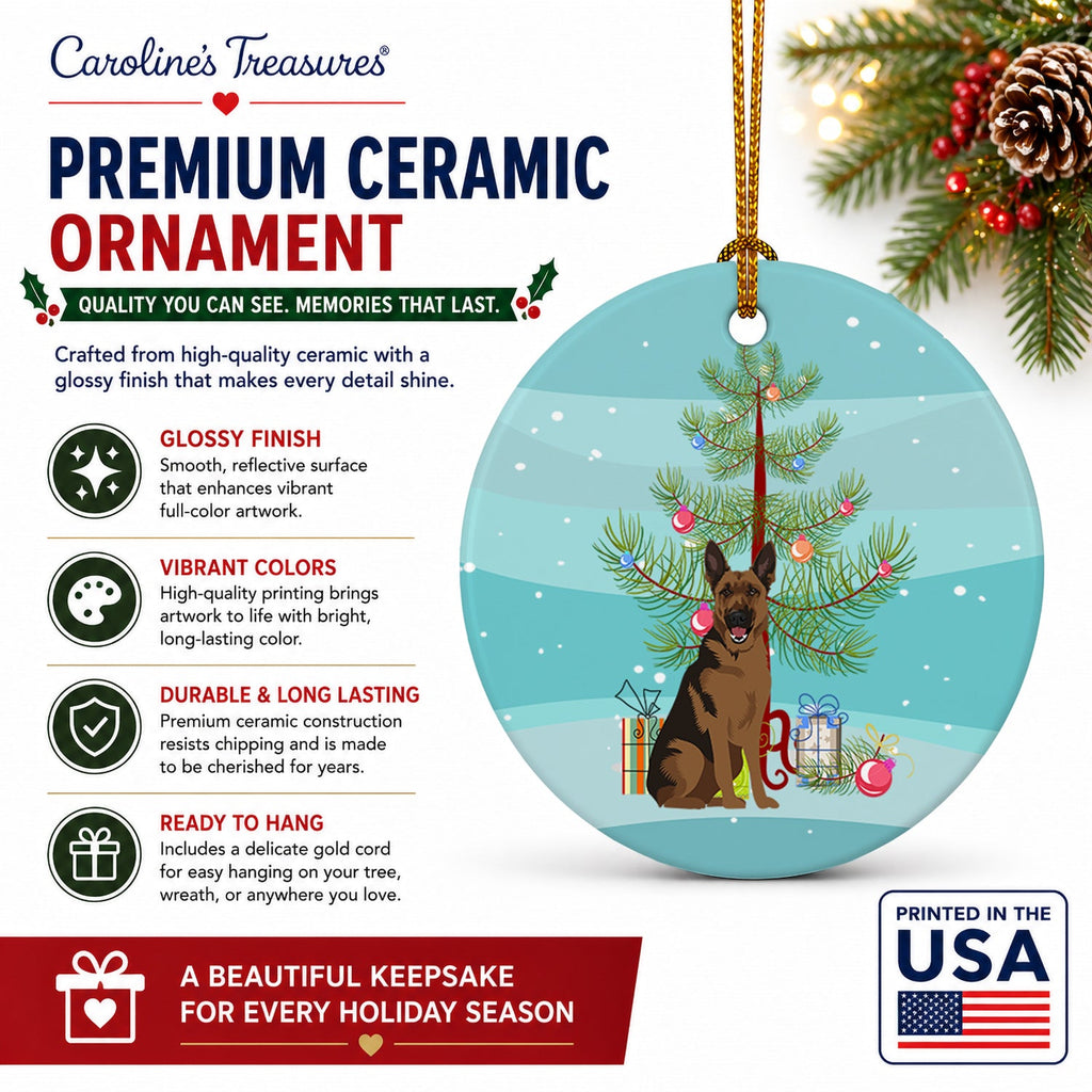 German Shepherd Black and Tan #2 Christmas Ceramic Ornament Christmas Tree Hanging Decorations for Home Christmas Holiday, Party, Gift, 3 in, Multicolor
