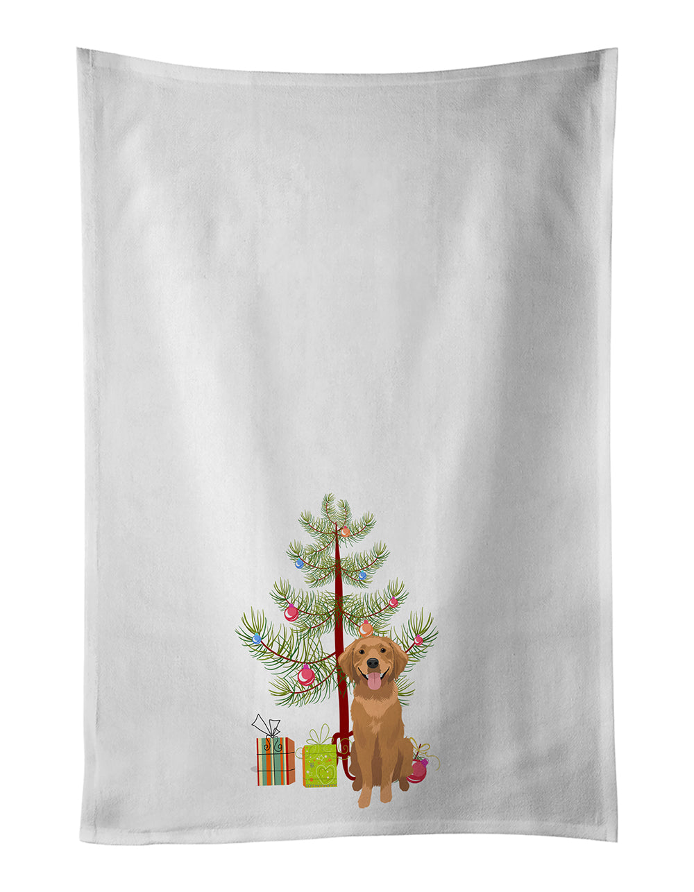 Golden Retriever Red #2 Christmas Kitchen Towel Set of 2 White Dish Towels Decorative Bathroom Hand towel for Hand, Face, Hair, Yoga, Tea, Dishcloth, 19 X 28", White