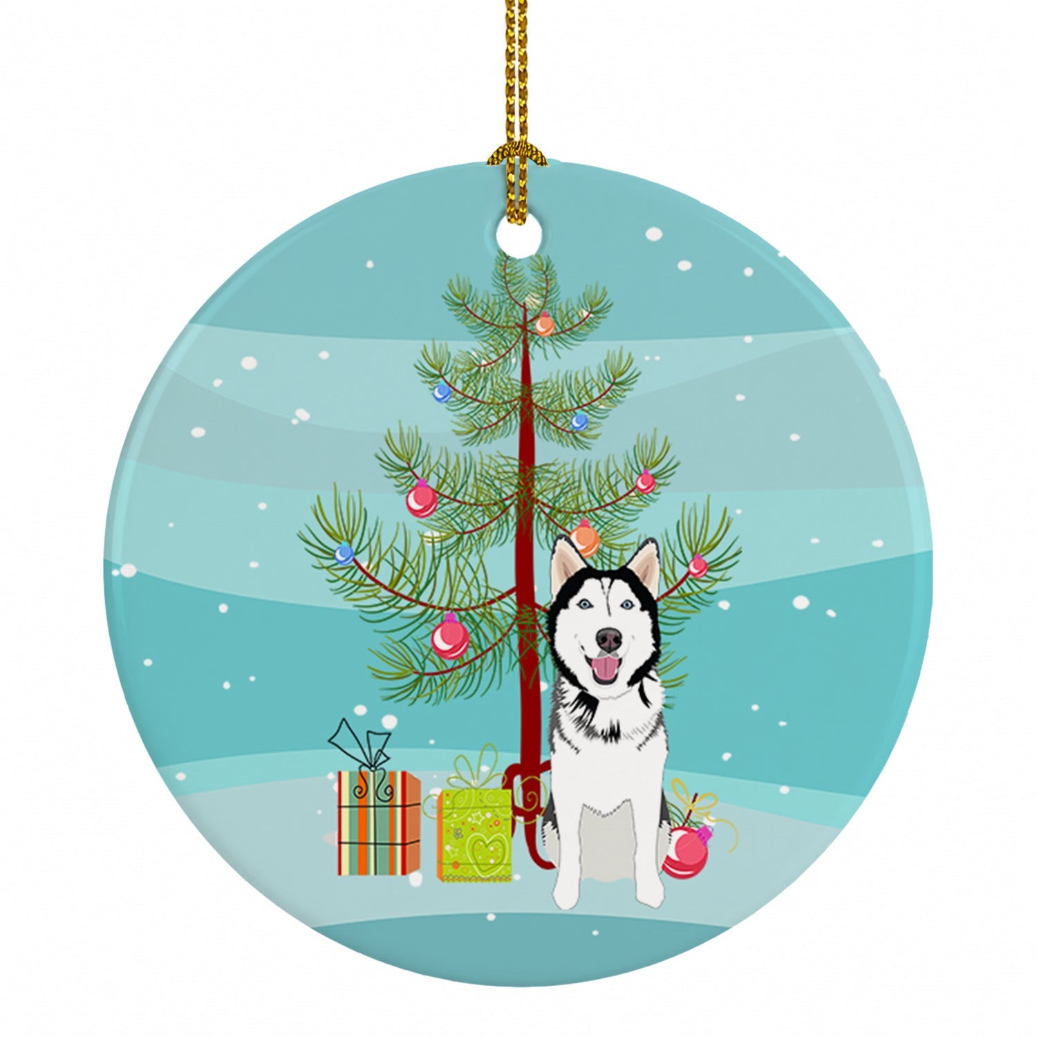 Siberian Husky Black and White #1 Christmas Ceramic Ornament Christmas Tree Hanging Decorations for Home Christmas Holiday, Party, Gift, 3 in, Multicolor