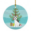 Siberian Husky Puppy Christmas Ceramic Ornament Christmas Tree Hanging Decorations for Home Christmas Holiday, Party, Gift, 3 in, Multicolor
