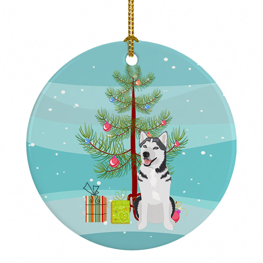Siberian Husky Silver and White #1 Christmas Ceramic Ornament Christmas Tree Hanging Decorations for Home Christmas Holiday, Party, Gift, 3 in, Multicolor