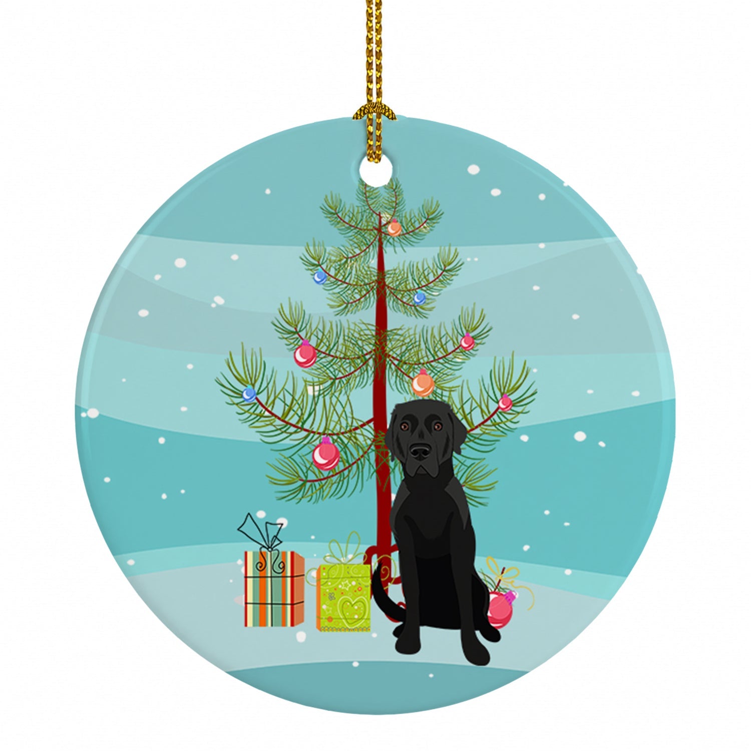 Labrador Retriever Black #2 Christmas Ceramic Ornament Christmas Tree Hanging Decorations for Home Christmas Holiday, Party, Gift, 3 in, Multicolor