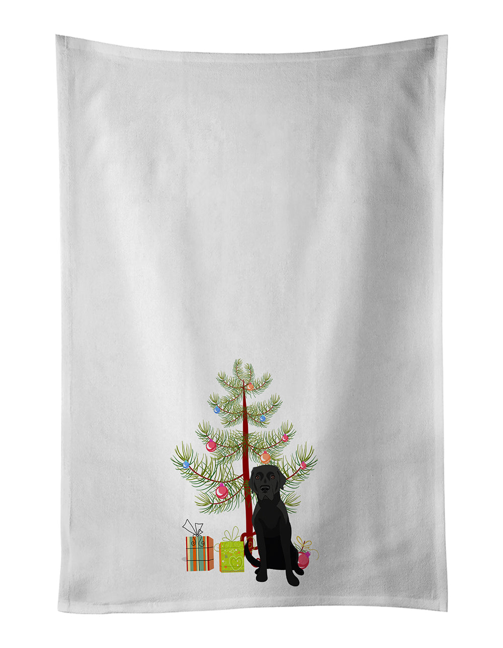 Labrador Retriever Black #2 Christmas Kitchen Towel Set of 2 White Dish Towels Decorative Bathroom Hand towel for Hand, Face, Hair, Yoga, Tea, Dishcloth, 19 X 28", White