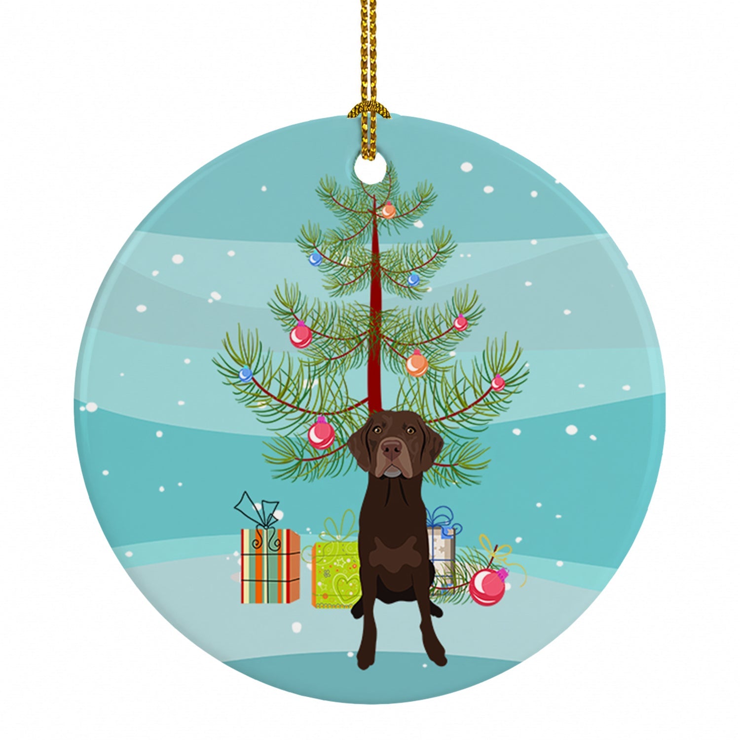 Labrador Retriever Chocolate #2 Christmas Ceramic Ornament Christmas Tree Hanging Decorations for Home Christmas Holiday, Party, Gift, 3 in, Multicolor
