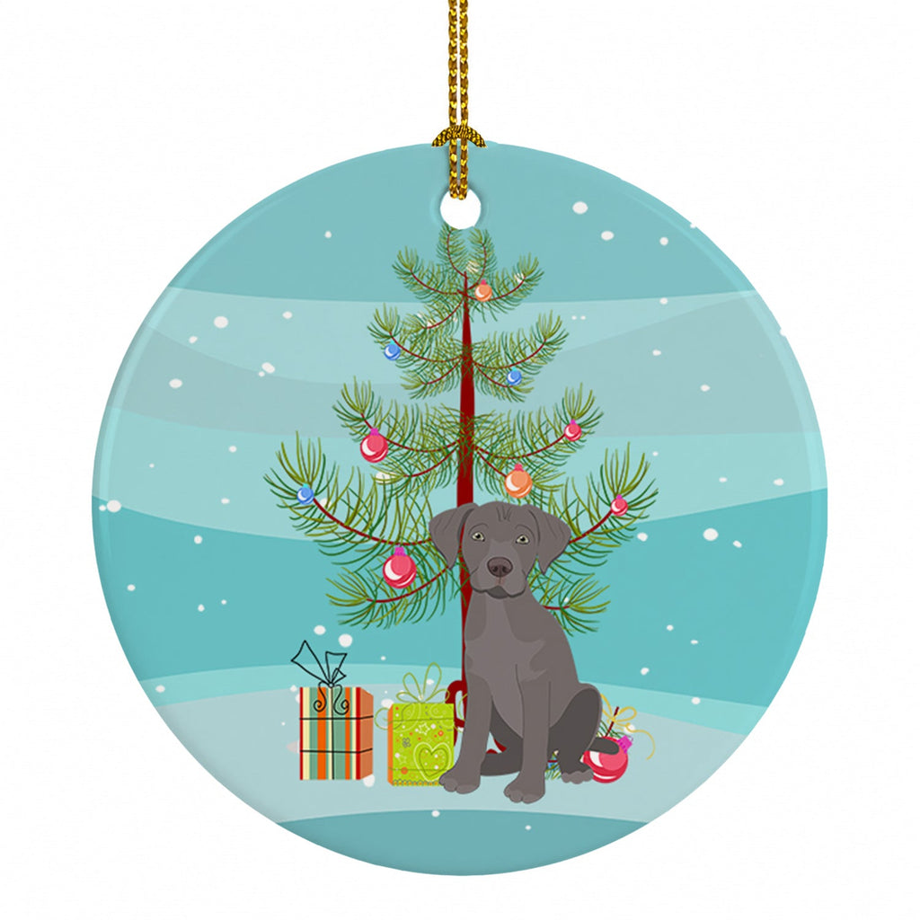 Labrador Retriever Gray Puppy Christmas Ceramic Ornament Christmas Tree Hanging Decorations for Home Christmas Holiday, Party, Gift, 3 in, Multicolor