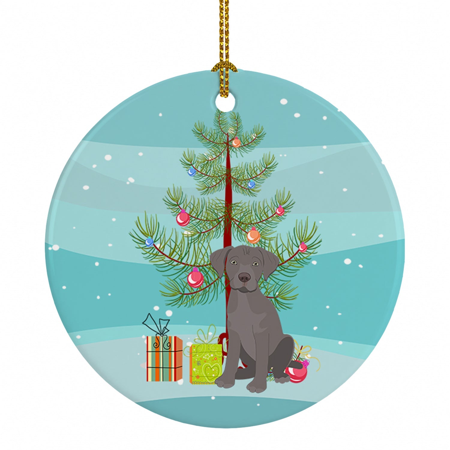 Labrador Retriever Gray Puppy Christmas Ceramic Ornament Christmas Tree Hanging Decorations for Home Christmas Holiday, Party, Gift, 3 in, Multicolor