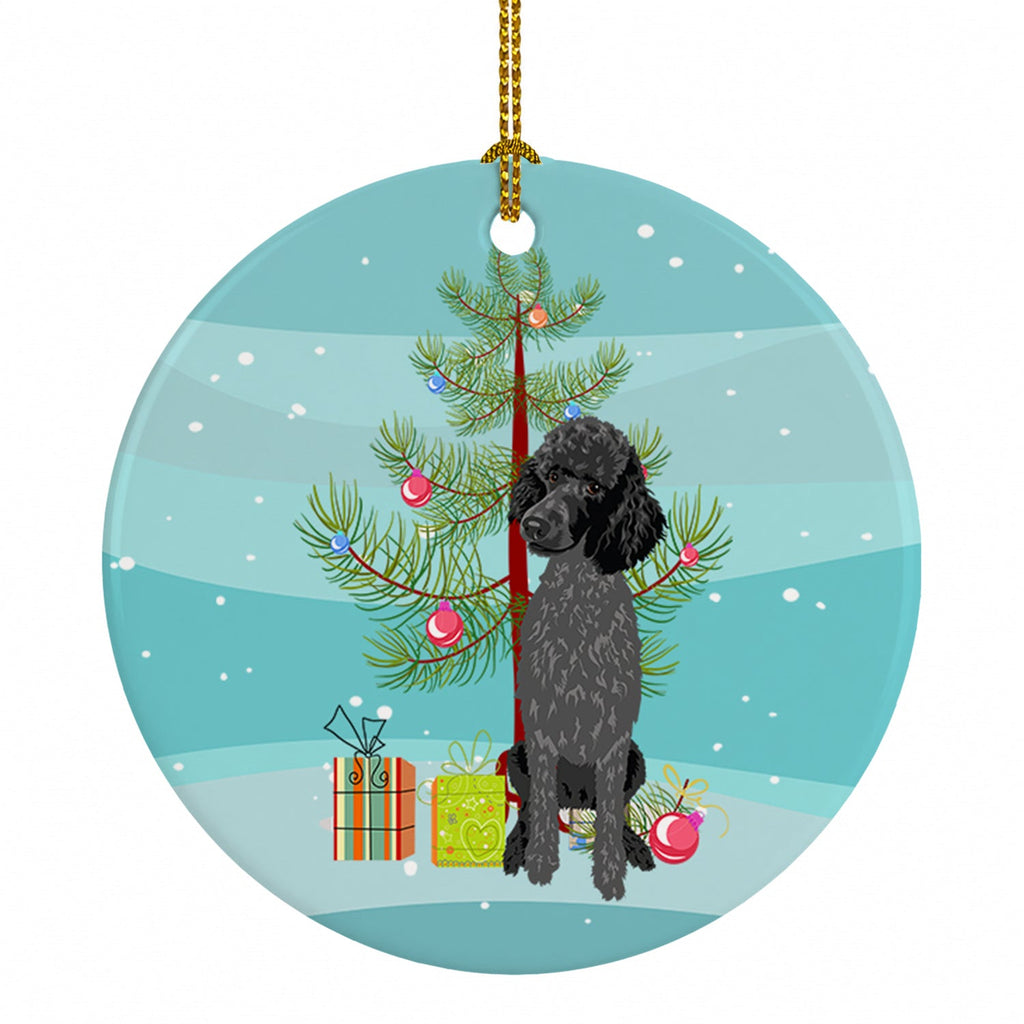 Poodle Standard Black Christmas Ceramic Ornament Christmas Tree Hanging Decorations for Home Christmas Holiday, Party, Gift, 3 in, Multicolor
