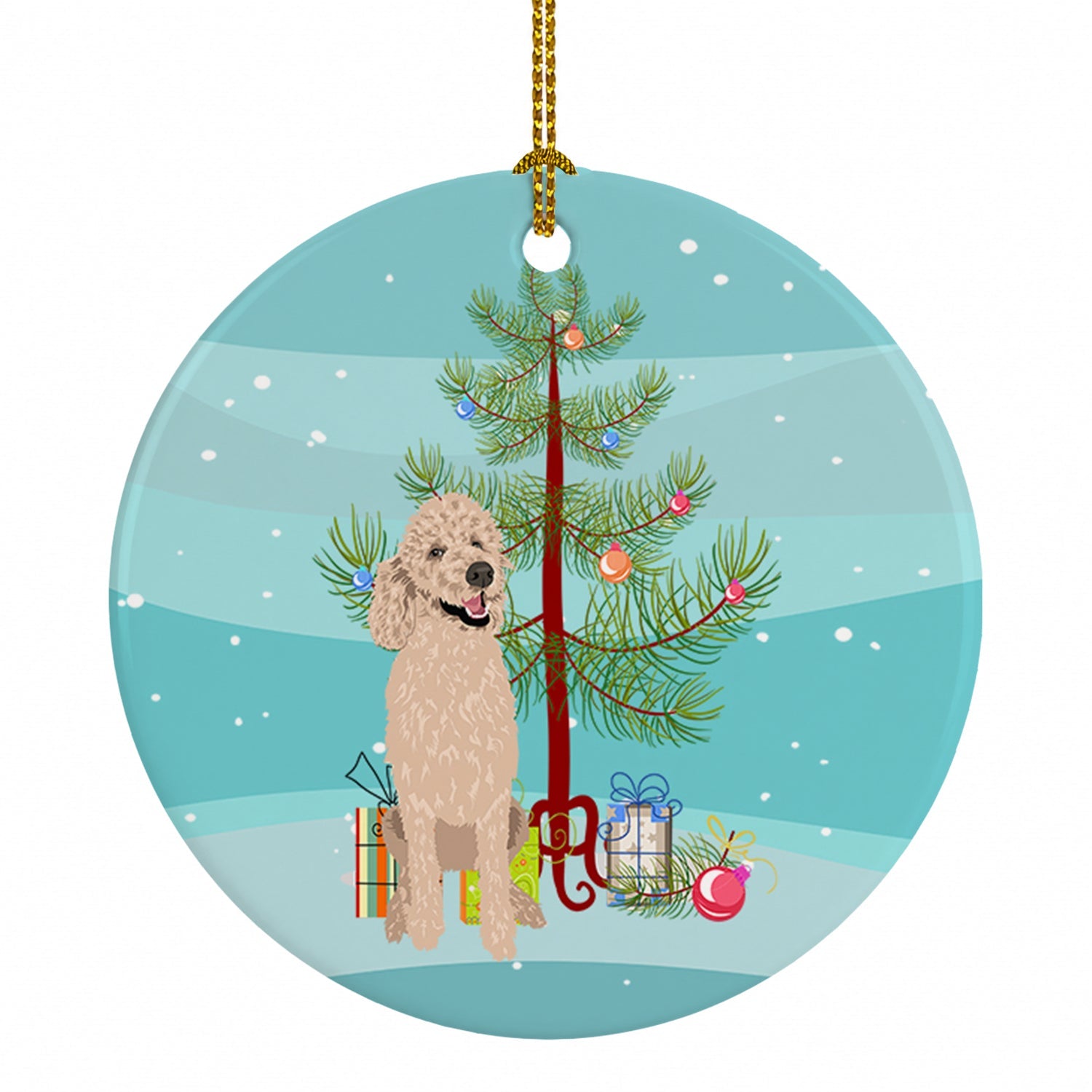 Poodle Standard Cafe Au Lait Christmas Ceramic Ornament Christmas Tree Hanging Decorations for Home Christmas Holiday, Party, Gift, 3 in, Multicolor