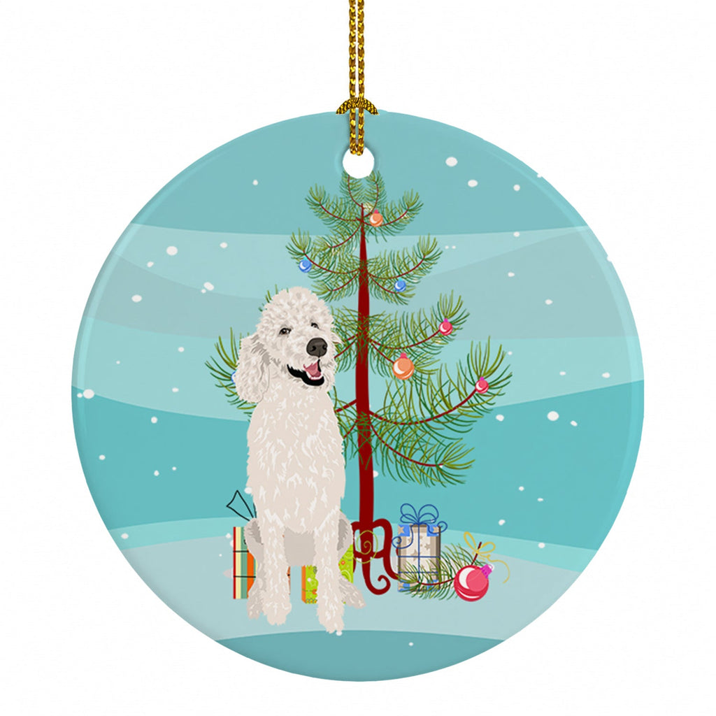 Poodle Standard White Christmas Ceramic Ornament Christmas Tree Hanging Decorations for Home Christmas Holiday, Party, Gift, 3 in, Multicolor